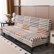 Plain Color Folding Sofa Bed Cover No Arm Rest Elastic Universal Stretch Foldable Solid Slipcover