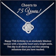 75th Birthday Necklace for Women, Love Knot Pendant Jewelry Gift for Her, Birthday Present for Grand
