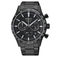 SEIKO SSB415P1 Black Dial Chronograph Stainless Steel Men Quartz Watch WARRANTY