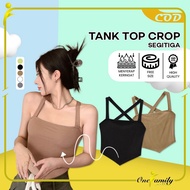 One-p330 Triangle Crop Tank Top Cross Back Strap Model Women's Top / Basic Knit Tank Top Singlet Cro