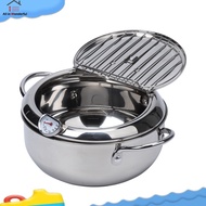 WONDER Deep Fryer Pot Stainless Steel Japanese Tempura Small Deep Fryer Frying Pot With Thermometer Lid Oil Drip Drainer