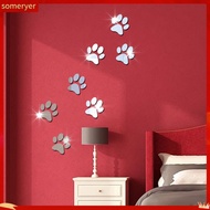 [someryer] 7Pcs Cute Paws Mirror Wall Sticker Self-Adhesive Decals Removable DIY Home Decor