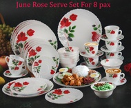 40pc 8 PAX Opal glass Vintage Flora June Rose Dinner set LZ40168