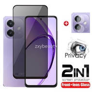 2in 1 Kính cường lực chống nhìn trộm cho Oppo a3x 5g 2024 miếng bảo vệ màn hình bọc hoàn toàn ống kí
