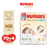 Tã/Bỉm Dán Sơ Sinh Huggies Skin Perfect NB/S với 2 Vùng Thấm Giảm Kích Ứng Da
