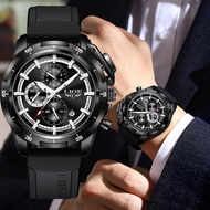 Lige นาฬิกาข้อมือสำหรับผู้ชายนาฬิกาควอตซ์สำหรับผู้ชาย, นาฬิกากีฬาสุดหรูนาฬิกาข้อมือโครโนกราฟเหล็กกันน้ำ