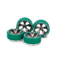 95686 TAMIYA Small Dia. Low-Profile Tire & Black Plated A-Spoke Wheel Set (Asia Challenge)