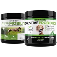 PureMobility Glucosamine for Dogs + Digestive Probiotics Soft Chew Supplement Bundle