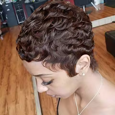 Brown Short Pixie Human Hair Wigs Auburn Brown Short Wigs For Black Women Short Brown Wig Pixie Cut 