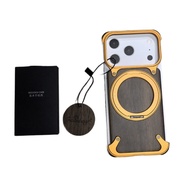 OATSBASF กรณีโทรศัพท์โลหะไม้แผงกันชนเปลือกโทรศัพท์ที่มี360°ยืนสำหรับไอโฟน17โปรสูงสุด/17โปร/17 อากา