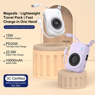 3C Certified 10000mAh Portable Powerbank 15W MagSafe Wireless Charger Built in Type C Lightning Cabl