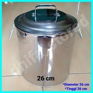 Panci Stainless 26 cm/Oblong/Tong Air/Dandang/Panci Air/Tong Bubur/Dangdang Bakso/Dandang Bakso/ Dan
