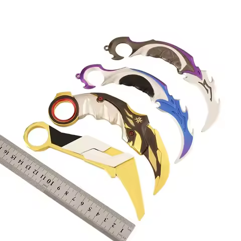16cm Foldable Golden Prime Karambit Game Peripherals Valorant Reaver Claw Knife All-Metal Karambit M