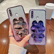 Phone Back Case For Oppo A8 Oppo A31 2020 Luxury Gradient Glitter Makeup Mirror Rabbit Folding Stand