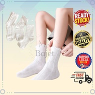 Stokin Perempuan Kapas Tulen Tebal, Stocking Panjang Fesyen Stokin Putih Stokin Muslimah Lace Stokin