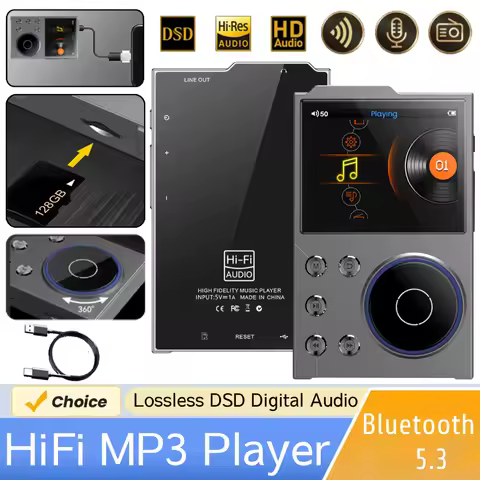 HiFi MP3 Player Lossless DSD Digital Audio Music Player Bluetooth-Compatible 5.3 Portable Digital Au