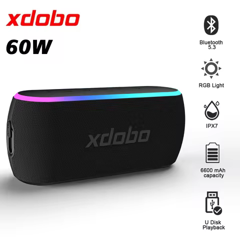 XDOBO X8III Bluetooth Speaker Wireless 60W Power Subwoofer Deep Bass RGB Light Outdoor Fun Camping R