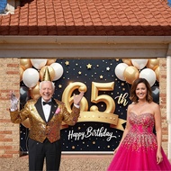 Golden Glitter 65th Birthday Display Metallic Balloons Birthday Party Backdrop Sparkling Design Ribb