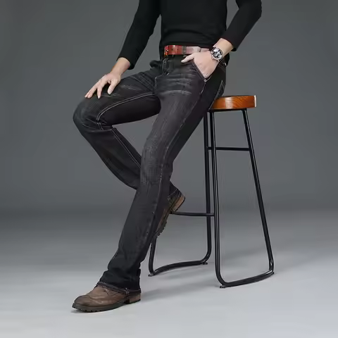 Jeans Men Men's Big Flared Jeans Boot Cut Leg Flared Male Designer Classic Denim Jeans High Waist Lo