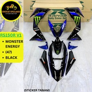 (STICKER TANAM/AIRBRUSH) RAPIDO COVER SET HONDA RS150 RS150R V1/V2/V3 ENERGY (47) BLACK