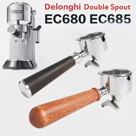 Double Spout 51mm 3 Ears Coffee Portafilter with 2 Cups Basket for Delonghi Dedica EC680 EC685 EC820