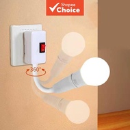 E27 360° Rotating Flexible Socket Extension Adapter 10cm with Switch, for Lights Night Lamp