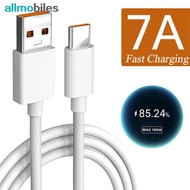 สายชาร์จเร็ว USB Type C 7A,สายชาร์จเร็วสำหรับ Huawei Mate 40 30 Xiaomi Samsung สายชาร์จเร็วสายข้อมูล0.25M/1M/1.5M/2M