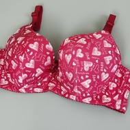 Wired Thin Span Cup BC 38~ 44 Printed Love Bra Lingerie Push Up / Baju Dalam Wanita Ada Dawai Kain S
