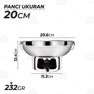 Panci Hotpot Mini Stainless Steel 20cm 22cm Shabu Sukiyaki Korea dengan Tungku Pemanas untuk Soup Mi