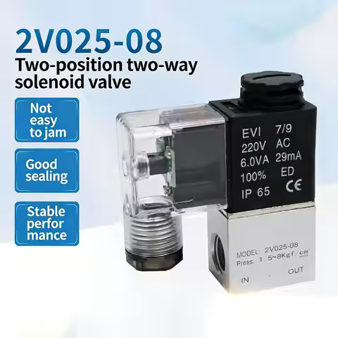 Pneumatic 2V025-08 One in And One Out 24V Air Valve Switch 12V Two-position Two-way 220V Electronic