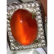 Natural Raflesia Chalcedony 17.7x12.6x8.1mm brownish orange ring alpaca super sprinkled zircon size 