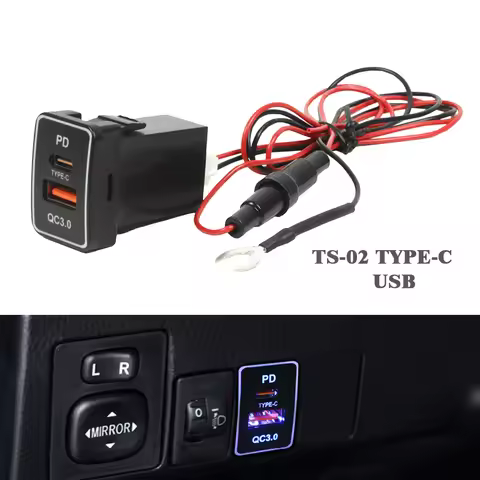 YSY 1pcs Quick Fast Charge TYPE-C QC3.0 Adapter USB Phone Charger on Car Charger Adapter for Toyota 