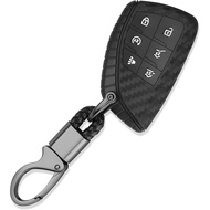 Carbon Fiber Car Key Fob Cover,Silicone Key Fob Case with Key Chain,Key Fob Protector Compatible wit