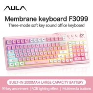 AULA F3099 Membrane Keyboard Tri-mode RGB Backlit Multi-function Roller for Wireless Office Keyboard