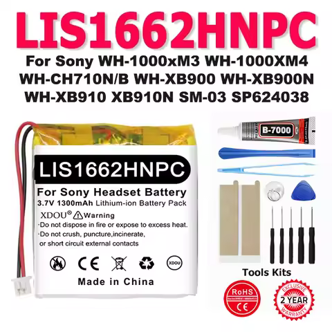 Battery LIS1662HNPC For Sony WH-1000xM3 WH-1000XM4 WH-CH710N/B WH-XB900 WH-XB900N WH-XB910 XB910N SM