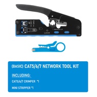 RJ45 Crimp Plier Pass Through Crimper Stripper Cutter for Cat7 Cat6 Cat5e 8P8C Modular Connector Eth