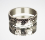 毛里求斯硬幣戒指 1 盧比 1987 年男士硬幣戒指 女士硬幣戒指