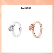 Pandora 925 Silver Ring With Love Rose Gold Latch