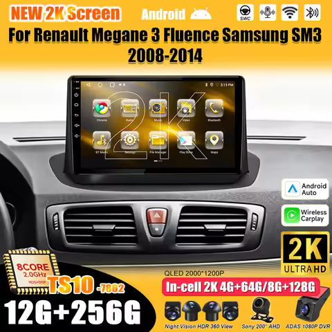 Android 16 For Renault Megane 3 Fluence Samsung SM3 2008-2014 Car Radio Multimedia Video Player Carp