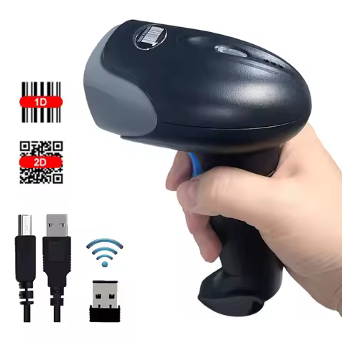 2D QR Reader Scanner 1D/2D Handheld Barcode Scanner Bar Reader Portable QR Scanner USB 2.4G Wireless
