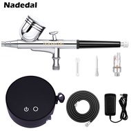 Nasedal 0.3mm Airbrush Compressor Kit Three Pressure Model 7cc Dual Action Air Brush Sprayer for Mak