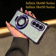 สำหรับ Hot60Pro Infinix + ขาตั้งกล่องโลหะชุบหรูหราเคสใสกันกระแทกสำหรับ Infinix Hot60ProPlus Infinix 