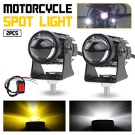 AUXITO 2pcs Motorcycle LED Headlight Fog Driving Spot Light Auxiliary Lamp Yellow White Off-road Rou