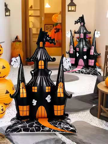 1pc Halloween Ghost House Balloon, Spooky Haunted House Decoration Balloon, Ghost House Ghost, Hallo