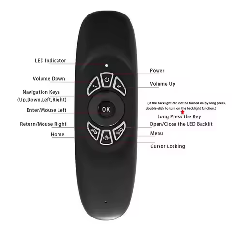 C120 Air Mouse 2.4G RF Remote Control Colorful Light Wireless Keyboard for Android Smart TV Box Proj