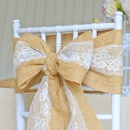 4PCS Burlap Lace Chair Sashes 15×240CM Rustic Jute Chair Cover Bows For Wedding Birthday Party Home Hotel Chair Back Decoration