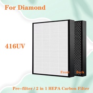 For Diamond 416UV Air Purifier filter Replacement 2 IN 1 HEPA + CARBON composite filter