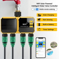 Solar Powered 4 Zone WiFi Water Irrigation Timer Water Valve Controller Smart Life App 2.4GHz Auto W