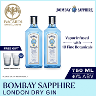 2x Bombay Sapphire Gin, 750ml, 40% ABV