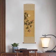 Qing Shenquan Lukisan Bunga Rose Hydrangea Lukisan Gantung Skrol Jalur Skrol Bunga dan Burung Lukisa